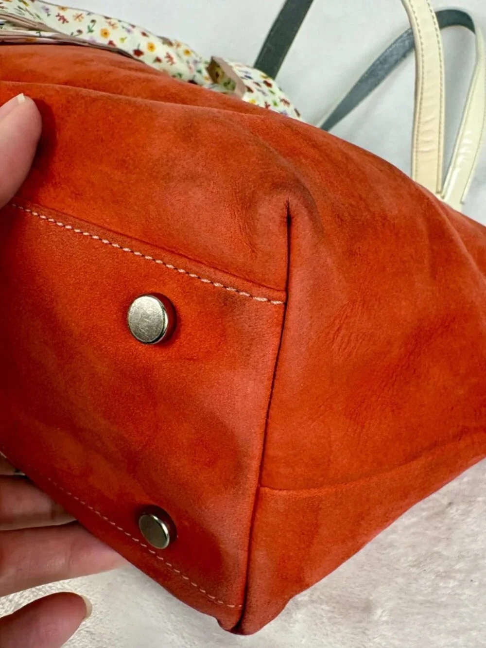 Coach Rare Vintage Hamptons Vermilion Suede Tote with Scarf